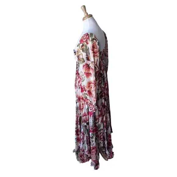 FREE PEOPLE Timeless Tapestry Maxi Dress Handkerchief Hem Boho Large NWT - Picture 6 of 13
